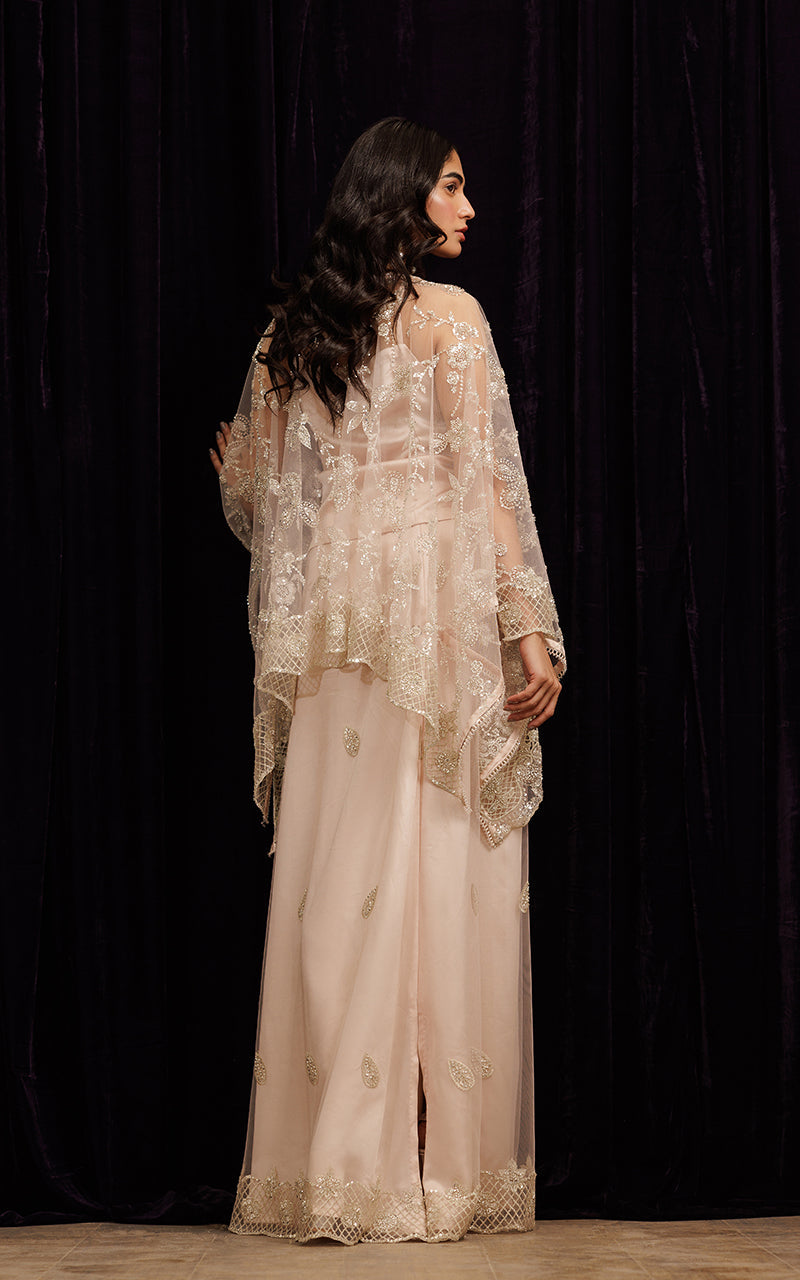 Threads and Motifs | Formal Dresses 25 | Net Embroidered Cape With Tube And Skirt