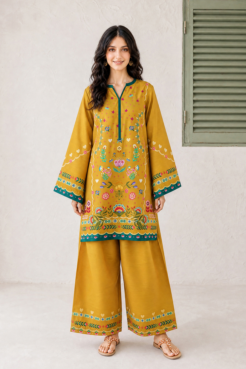 Saad Shaikh | Ease Fall Edit 26 | D-08 Co-ord Set Mustard - Casual Dress - available at Maria Faisal in UK and USA.