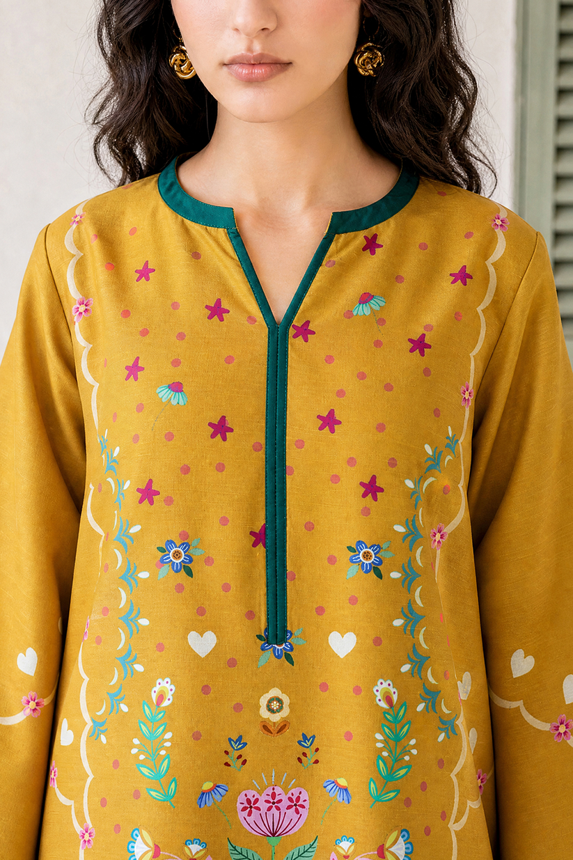 Saad Shaikh | Ease Fall Edit 26 | D-08 Co-ord Set Mustard - Casual Dress - available at Maria Faisal in UK and USA.