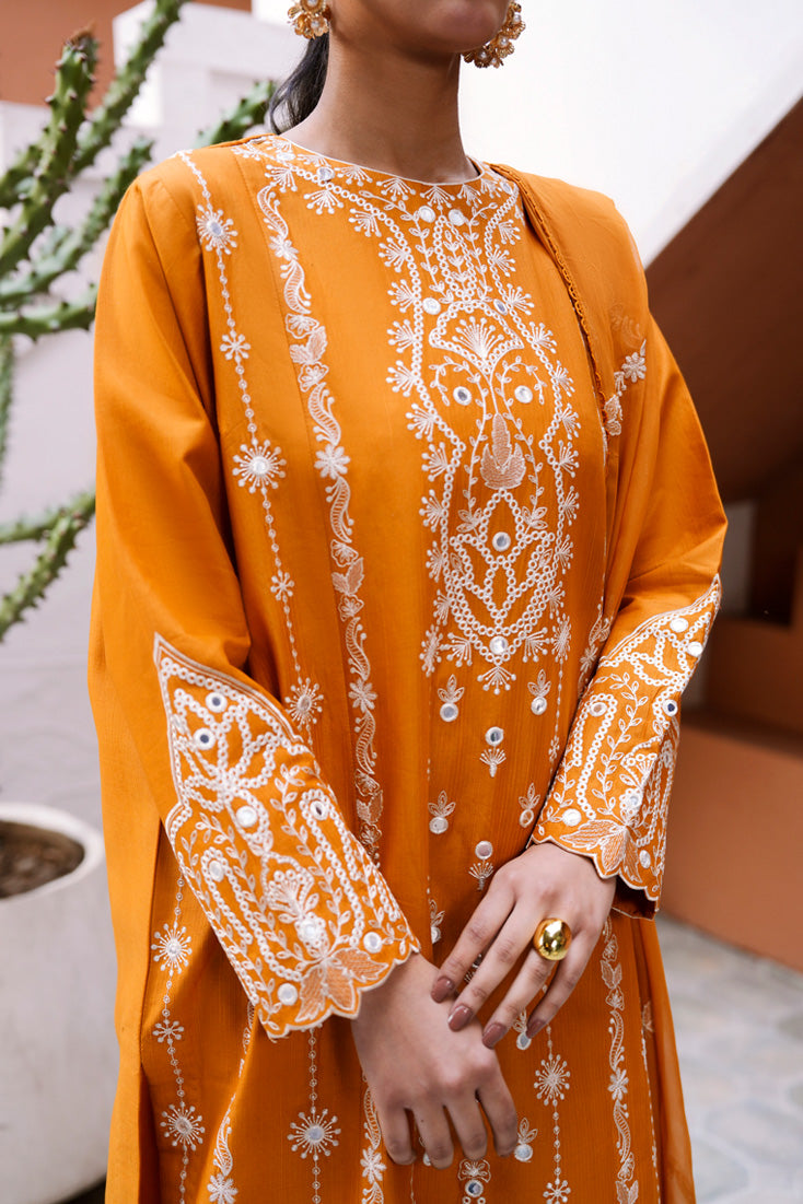 Marjjan | Leya Collection | MBL-95 (MUSTARD) - Luxury Dress - available at Maria Faisal in UK and USA.