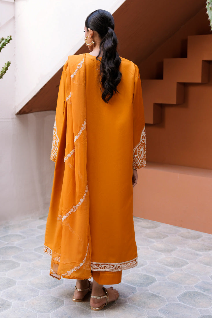 Marjjan | Leya Collection | MBL-95 (MUSTARD) - Luxury Dress - available at Maria Faisal in UK and USA.