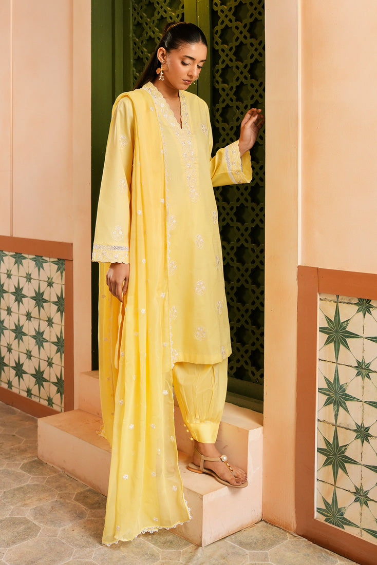 Marjjan | Leya Collection | MBL-100 (YELLOW) - Luxury Dress - available at Maria Faisal in UK and USA.
