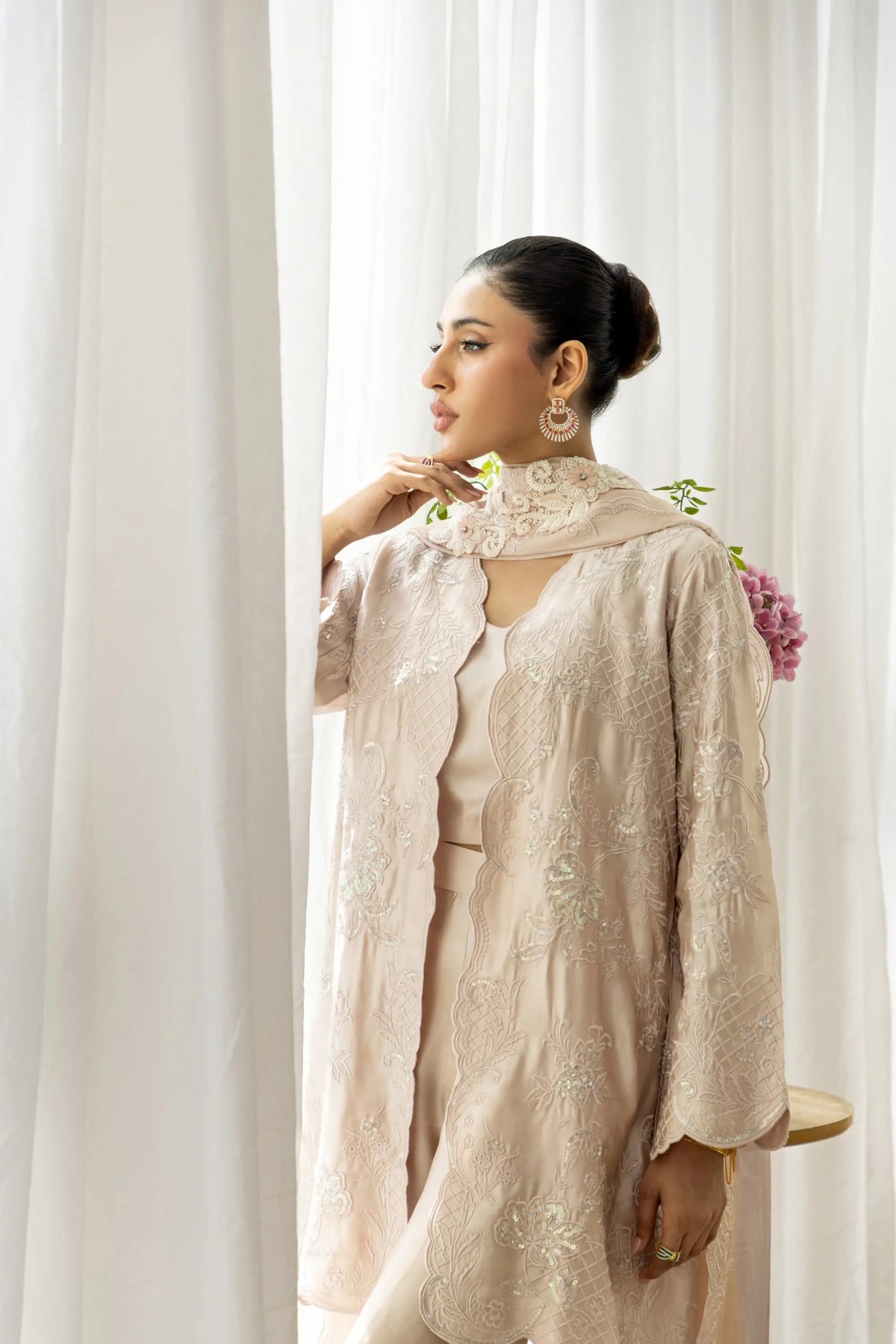 Wahaj M Khan | Sanam Luxe | Onion Pink Sanam JS - Luxury Dress - available at Maria Faisal in UK and USA.