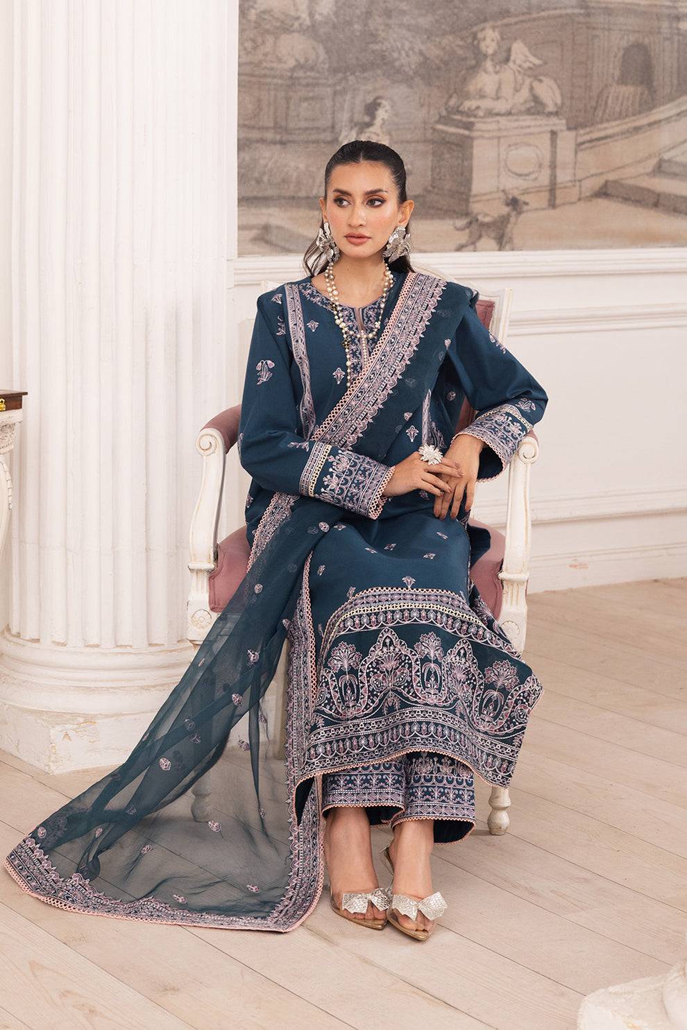 Maryum N Maria | Mira Luxury Lawn | FIROUZEH - FS50101 by Maria Faisal - Registered Vendor of : Maryum N Maria - type : Ladies Clothes - 100% original wedding dresses