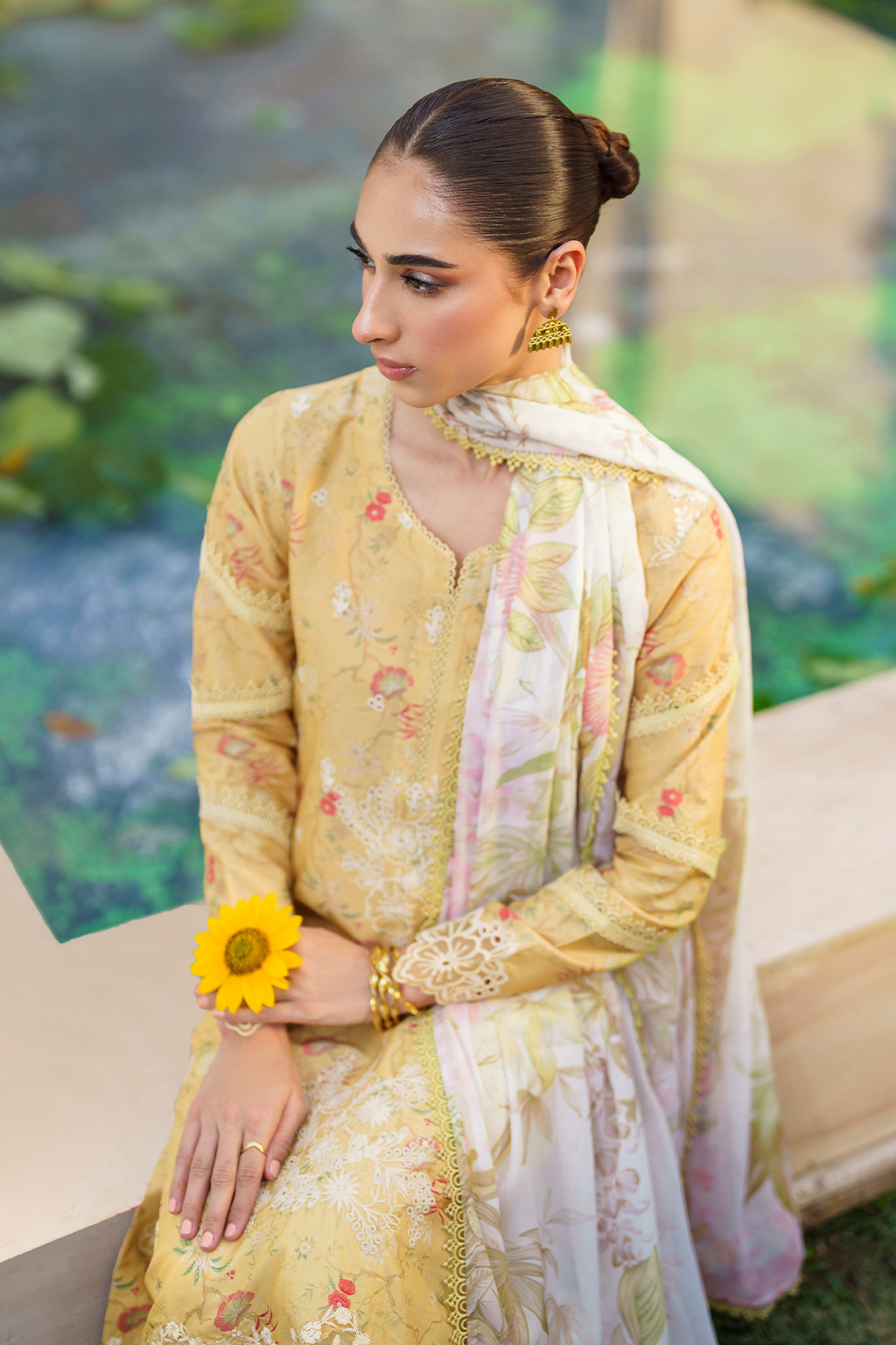 Iznik | Festive lawn 24 | SFL-09 - Designer Dress with Intricate embroidery and embellishments. Shop elegent wedding dress at Maria Faisal.