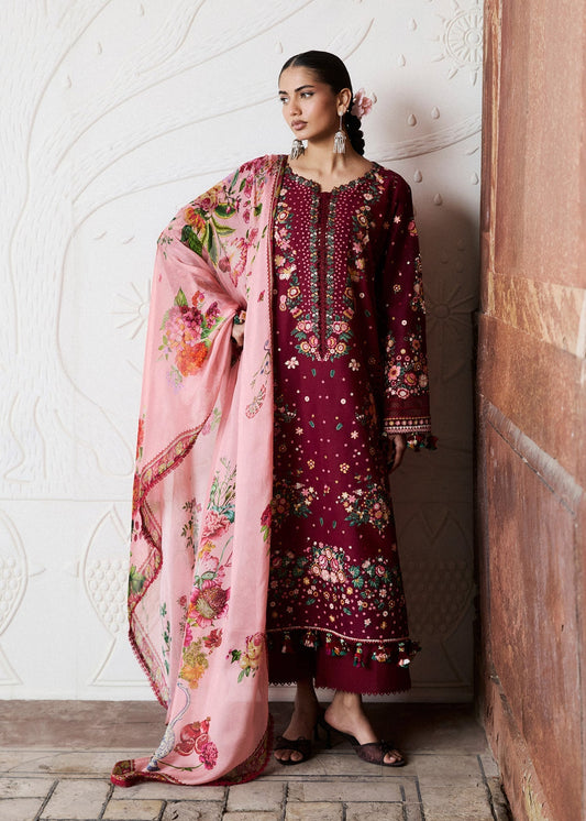 Hussain Rehar | Zan SS26 | Kestane - Luxury Dress - available at Maria Faisal in UK and USA.