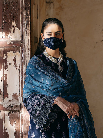 Flossie | Siara Velvet Formals | V-105 - B - Ladies Clothes - Maria Faisal