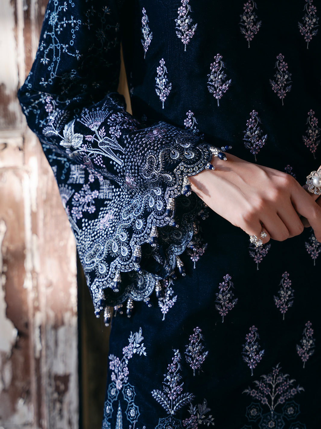 Flossie | Siara Velvet Formals | V-105 - B - Ladies Clothes - Maria Faisal