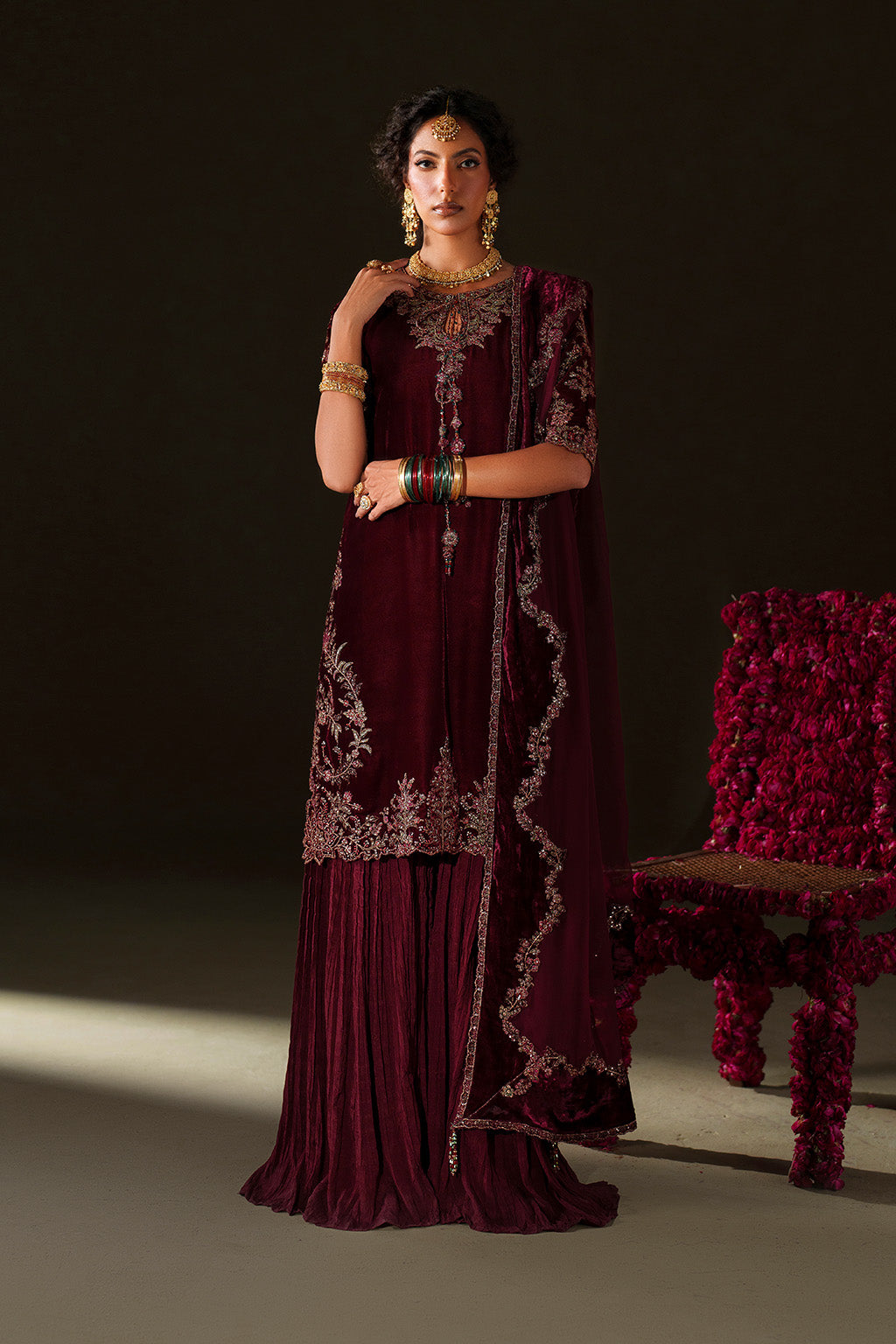 Iznik | Velvet 25 | IV-71 Embroidered Velvet - Formal Dress - available at Maria Faisal in UK and USA.