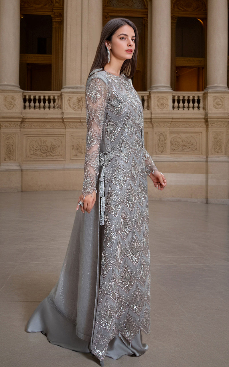 Threads and Motifs | Formal Dresses 25 | Net Embroidered Jacket with Skirt - Ladies Clothes - Maria Faisal