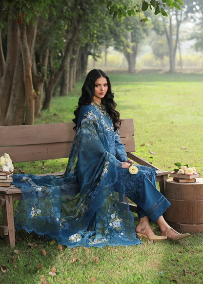 Sardinia | Tales of Petals | BLUE BLOSSOMS - Luxury Dress - available at Maria Faisal in UK and USA.