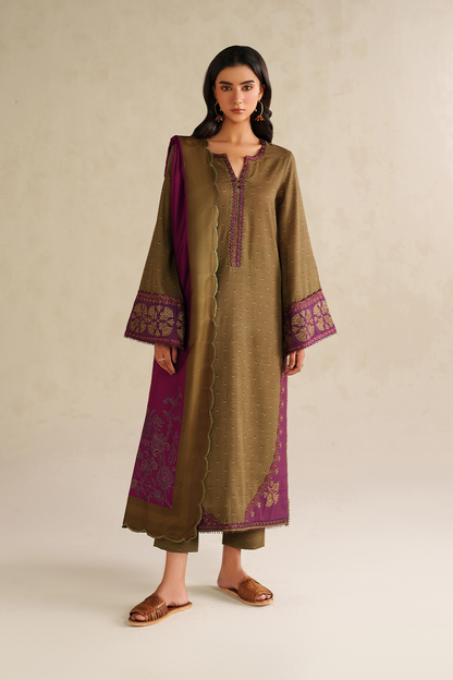 Iznik | Winter Chapter 25 | UE-573 Printed Khaddar - Casual Dress - available at Maria Faisal in UK and USA.