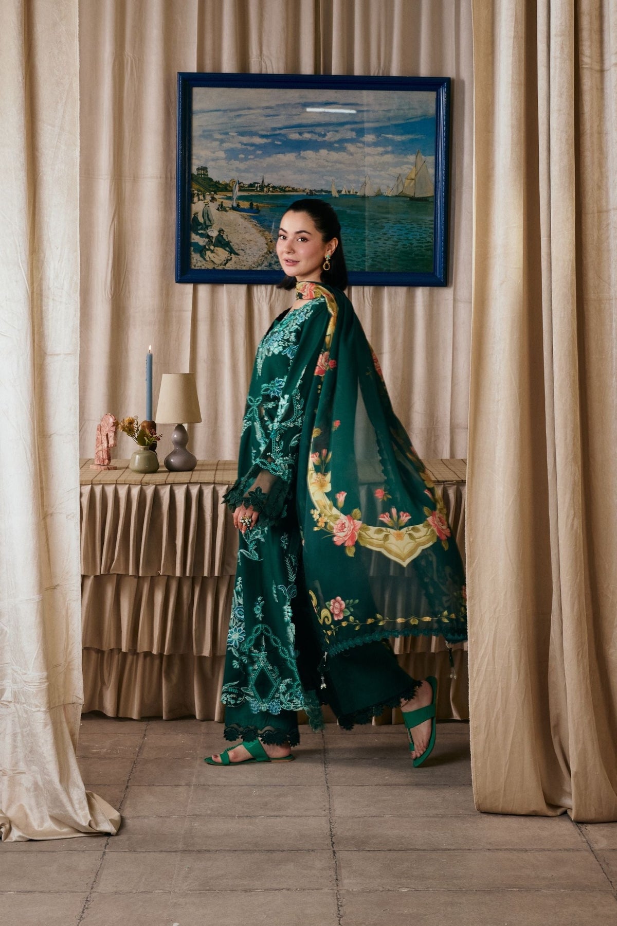 Maryam Hussain | Luxury Lawn 26 Vol 2 | Maheer - Luxury Dress - available at Maria Faisal in UK and USA.