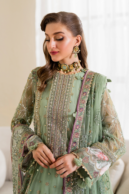Iznik | Chinnon Chiffon | CC-41 Embroidered Net - Ladies Clothes - Maria Faisal