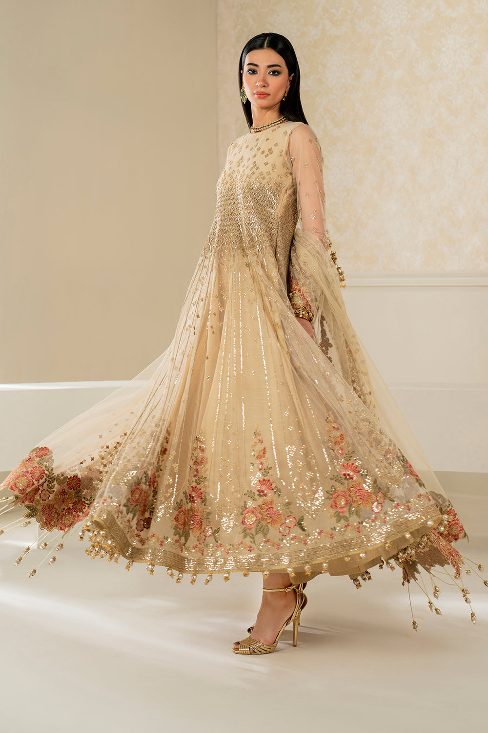Baroque | Formals Collection | EMBROIDERED NET UF-4159 - Formal Dress - available at Maria Faisal in UK and USA.