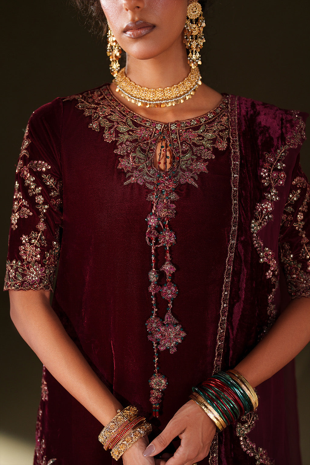 Iznik | Velvet 25 | IV-71 Embroidered Velvet - Formal Dress - available at Maria Faisal in UK and USA.