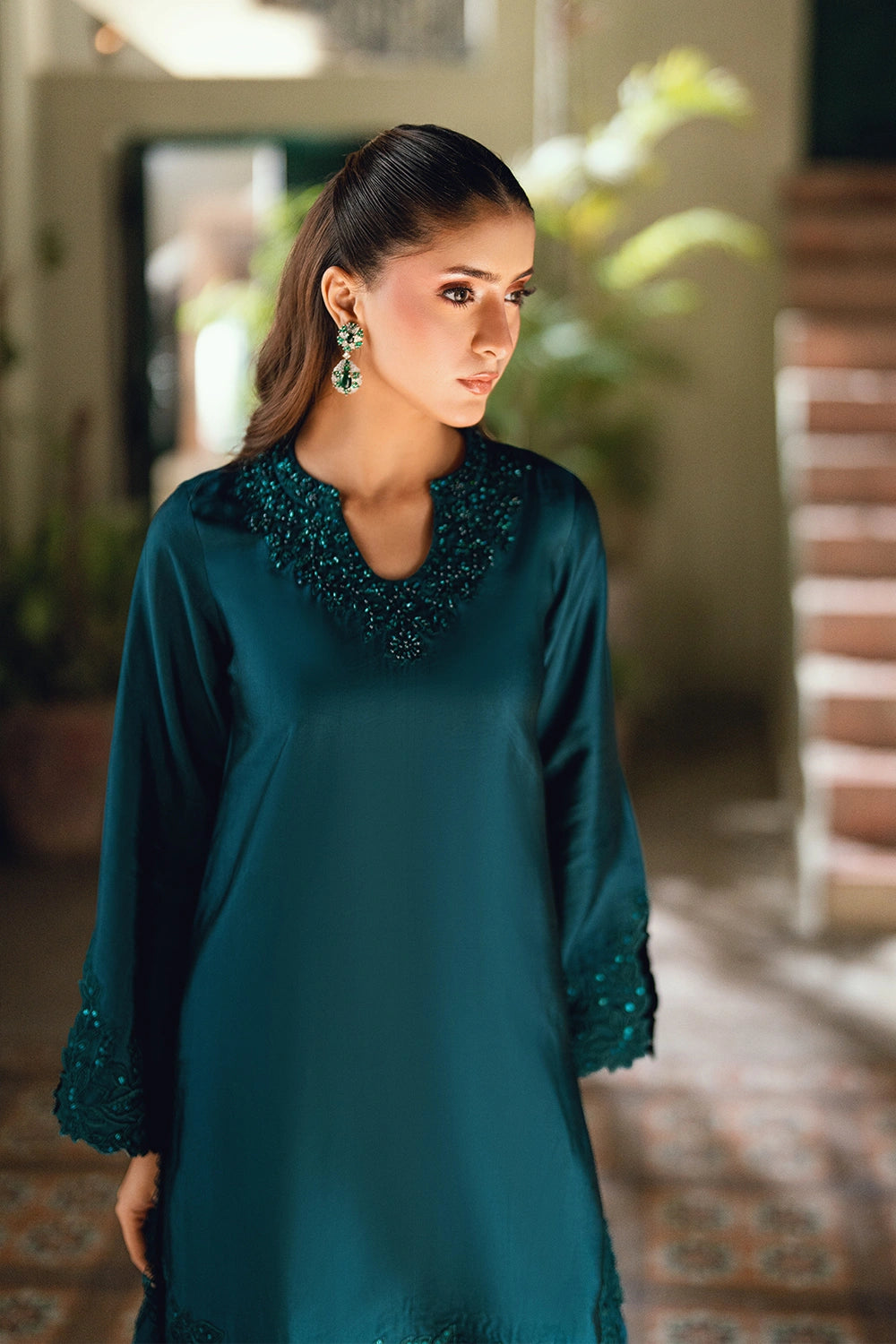 Azure | Vogue Formals | Teal Tiara - Formal Dress - available at Maria Faisal in UK and USA.