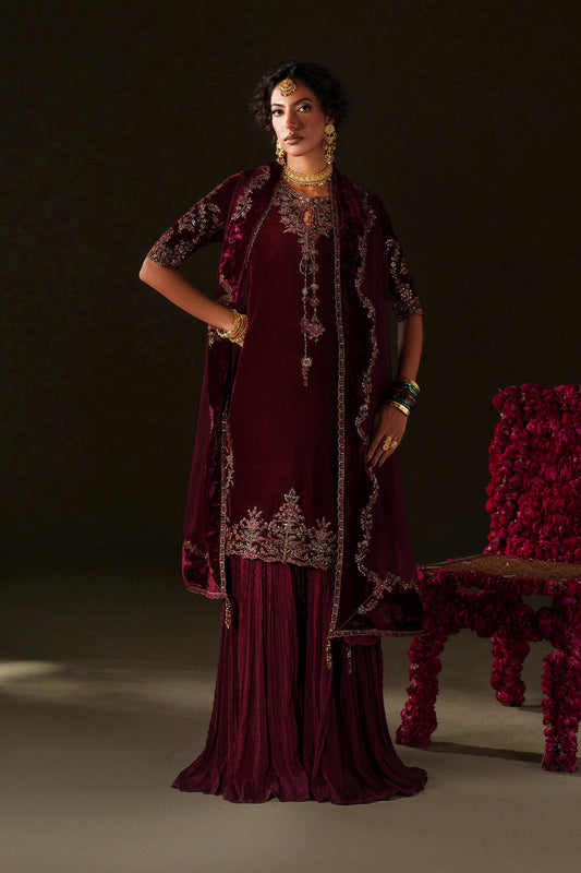 Iznik | Velvet 25 | IV-71 Embroidered Velvet - Formal Dress - available at Maria Faisal in UK and USA.