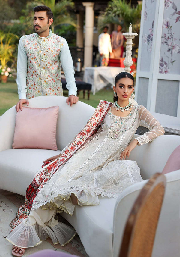 Layla Chatoor | Luxury Pret | Ivory Kaamdani - Luxury Dress - available at Maria Faisal in UK and USA.