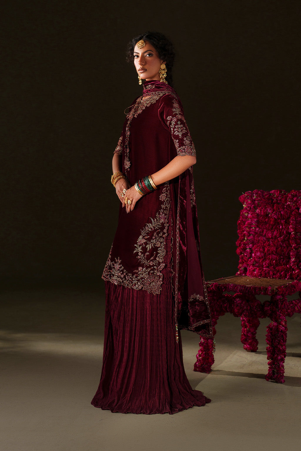 Iznik | Velvet 25 | IV-71 Embroidered Velvet - Formal Dress - available at Maria Faisal in UK and USA.
