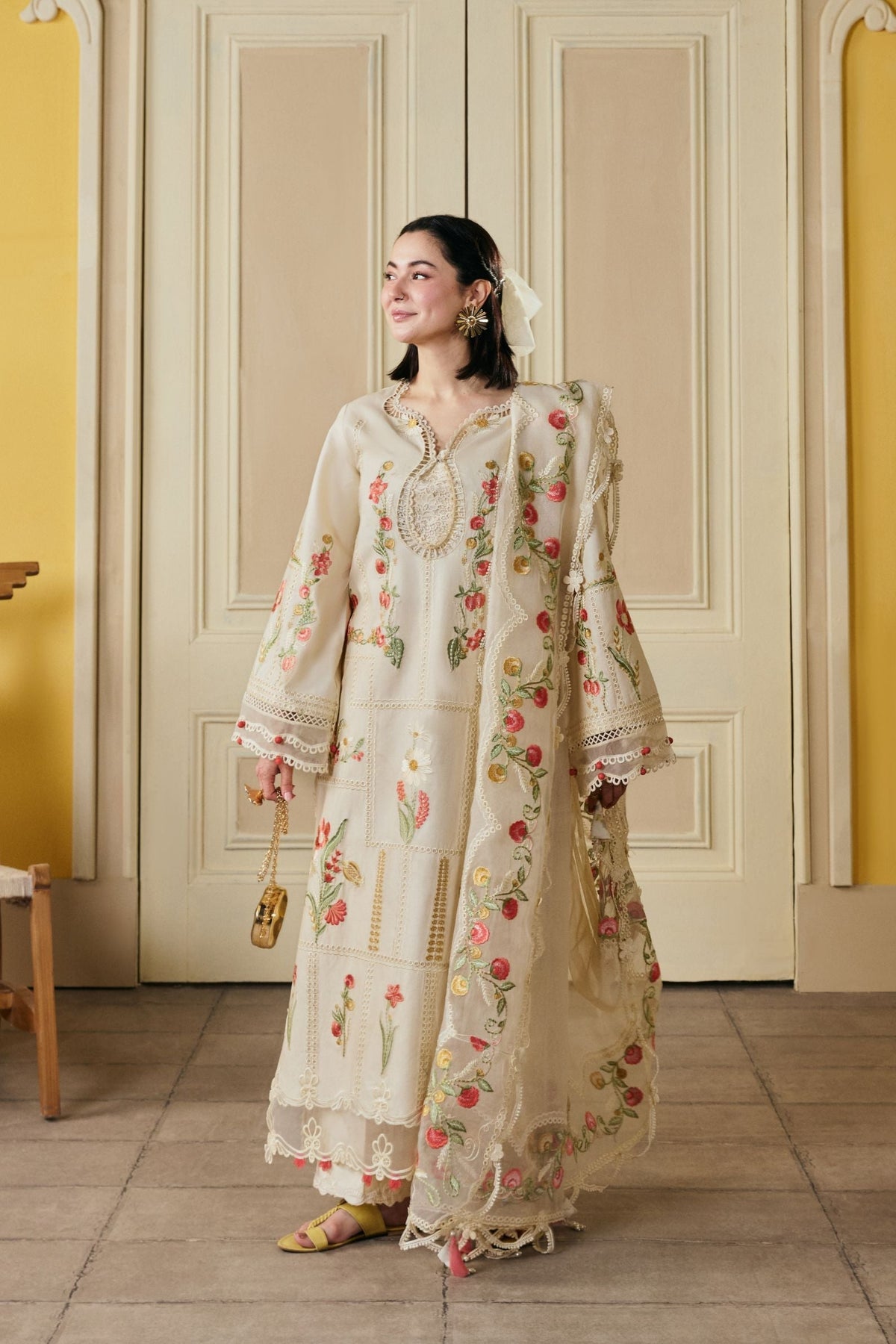 Maryam Hussain | Luxury Lawn 26 Vol 2 | Hala - Luxury Dress - available at Maria Faisal in UK and USA.