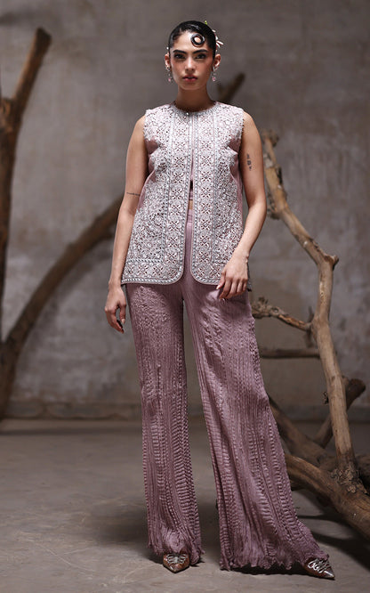 Threads and Motifs | Formal Dresses 25 | Organza Embroidered Jacket With Crushed Trouser - Ladies Clothes - Maria Faisal