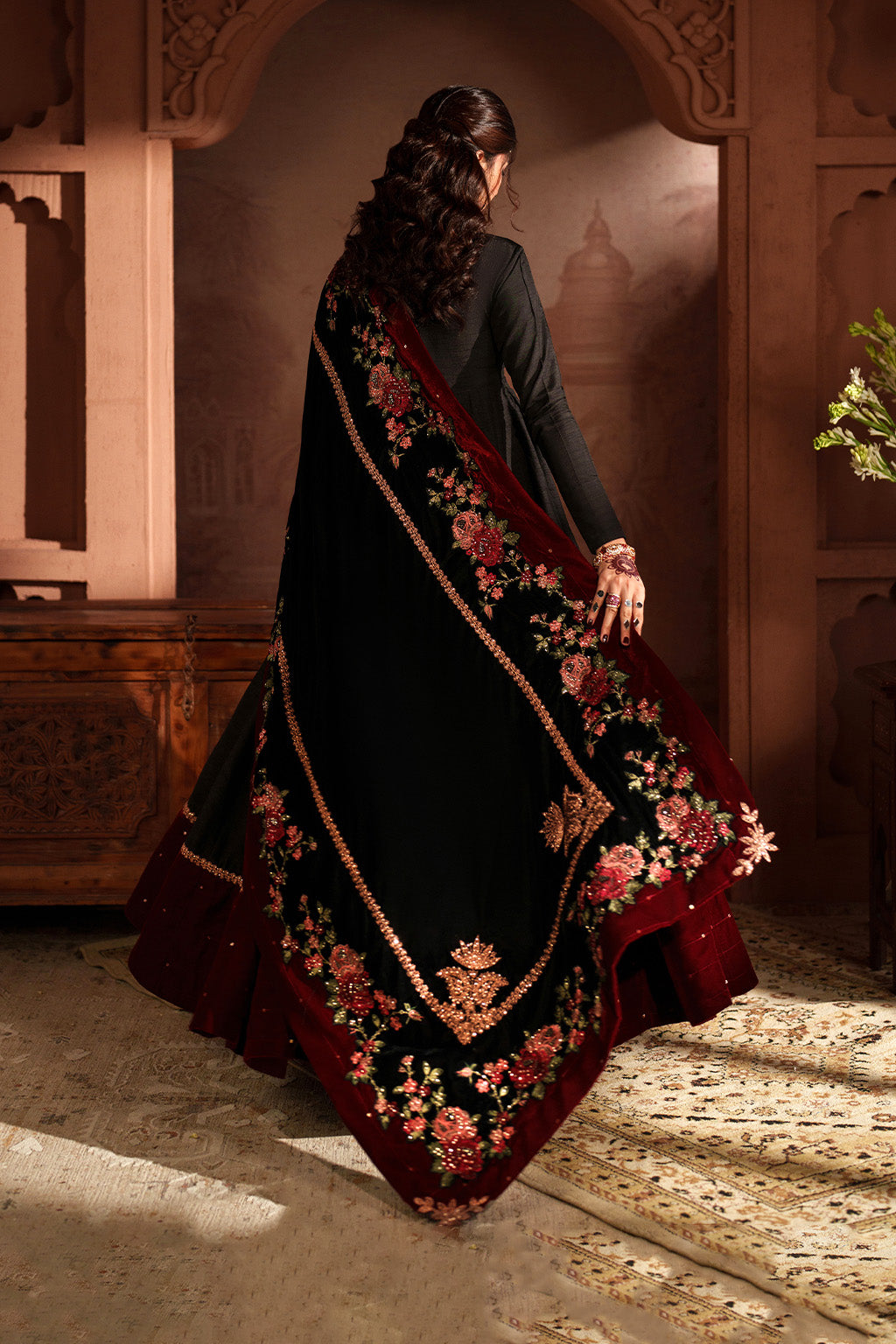 Iznik | Velvet 25 | IV-59 Embroidered Velvet - Formal Dress - available at Maria Faisal in UK and USA.