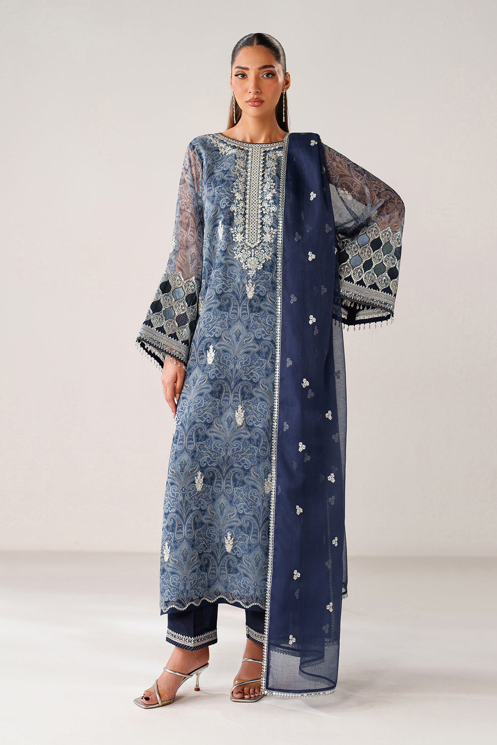 Baroque | Formals Collection | EMBROIDERED CHIFFON UF-4387 - Formal Dress - available at Maria Faisal in UK and USA.