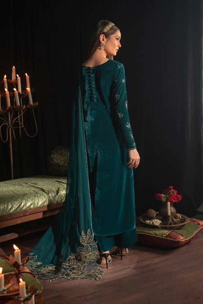Iznik | Velvet 25 | IV-47 Embroidered Velvet - Formal Dress - available at Maria Faisal in UK and USA.