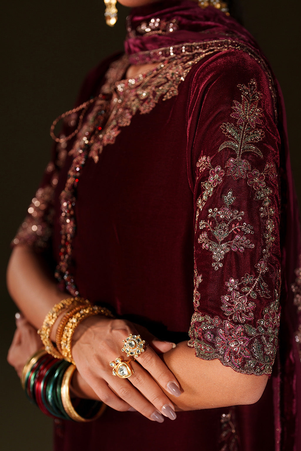 Iznik | Velvet 25 | IV-71 Embroidered Velvet - Formal Dress - available at Maria Faisal in UK and USA.