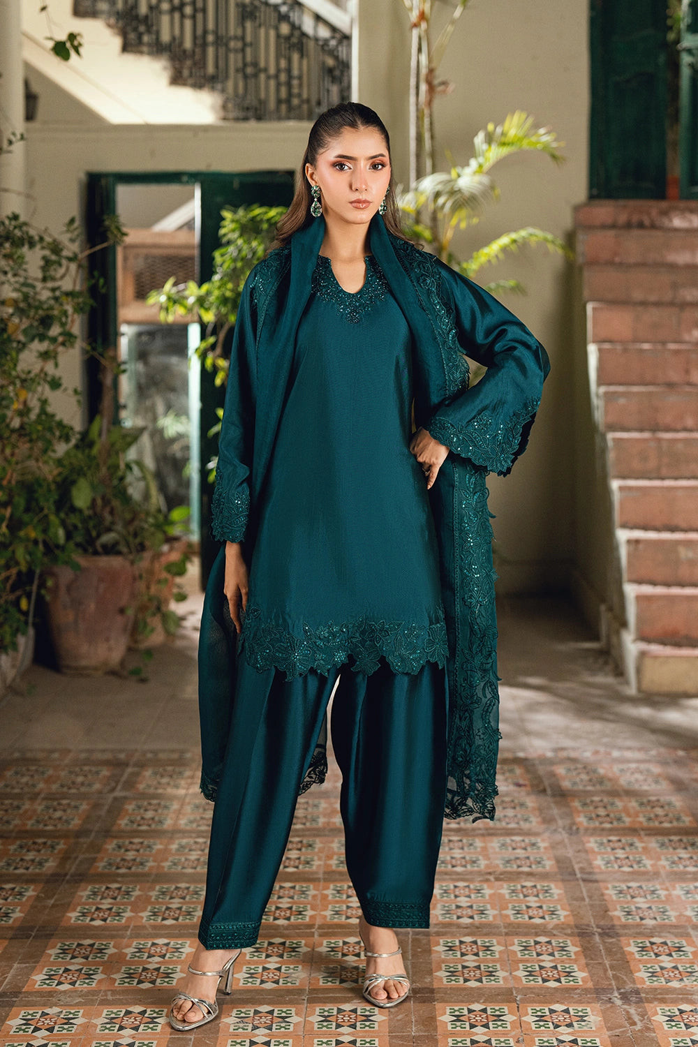 Azure | Vogue Formals | Teal Tiara - Formal Dress - available at Maria Faisal in UK and USA.