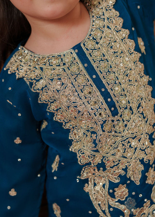 3 Piece Embroidered Chiffon Suit - Kids Clothing - available at Maria Faisal in UK and USA.