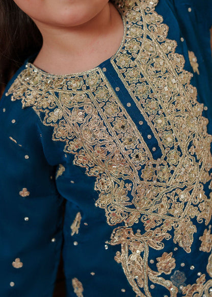 3 Piece Embroidered Chiffon Suit - Kids Clothing - available at Maria Faisal in UK and USA.