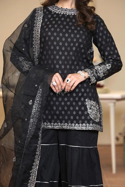 Ellena | Pret Dresses | 3-PC Stitched Embroidered Suit 976BKL - Ladies Clothes - Maria Faisal