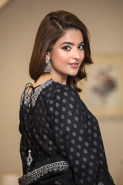 Ellena | Pret Dresses | 3-PC Stitched Embroidered Suit 976BKL - Ladies Clothes - Maria Faisal