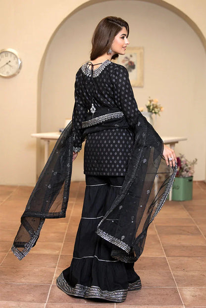 Ellena | Pret Dresses | 3-PC Stitched Embroidered Suit 976BKL - Ladies Clothes - Maria Faisal