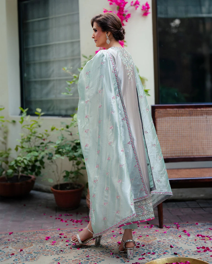 Mushq | Sunehri Lama Silk | Resham - Formal Dress - available at Maria Faisal in UK and USA.