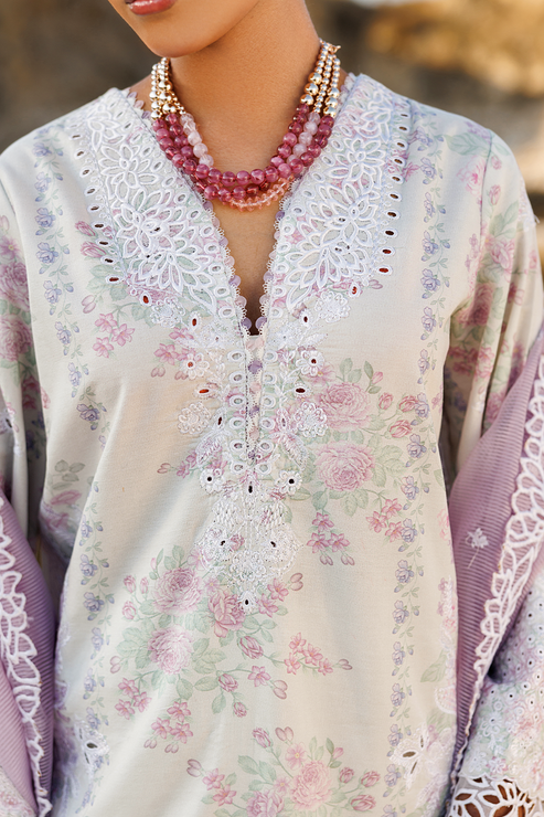 Emaan adeel | Sunlit Groove Luxury Lawn 26 | SUNNY SPLASH - Luxury Dress - available at Maria Faisal in UK and USA.