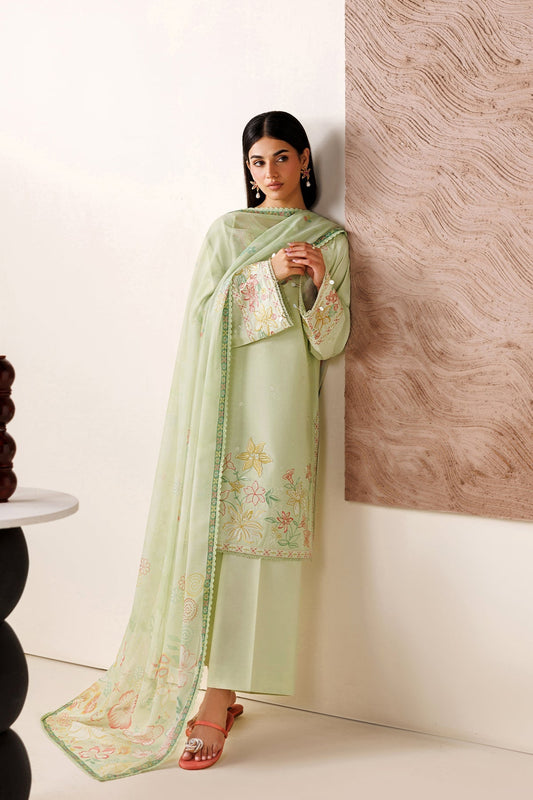 Farasha | Summer Melody 26 | Velvet Sage - Casual Dress - available at Maria Faisal in UK and USA.