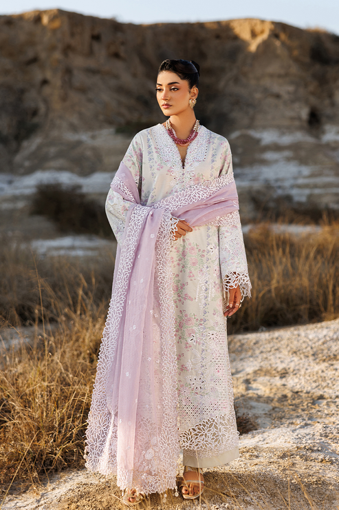 Emaan adeel | Sunlit Groove Luxury Lawn 26 | SUNNY SPLASH - Luxury Dress - available at Maria Faisal in UK and USA.