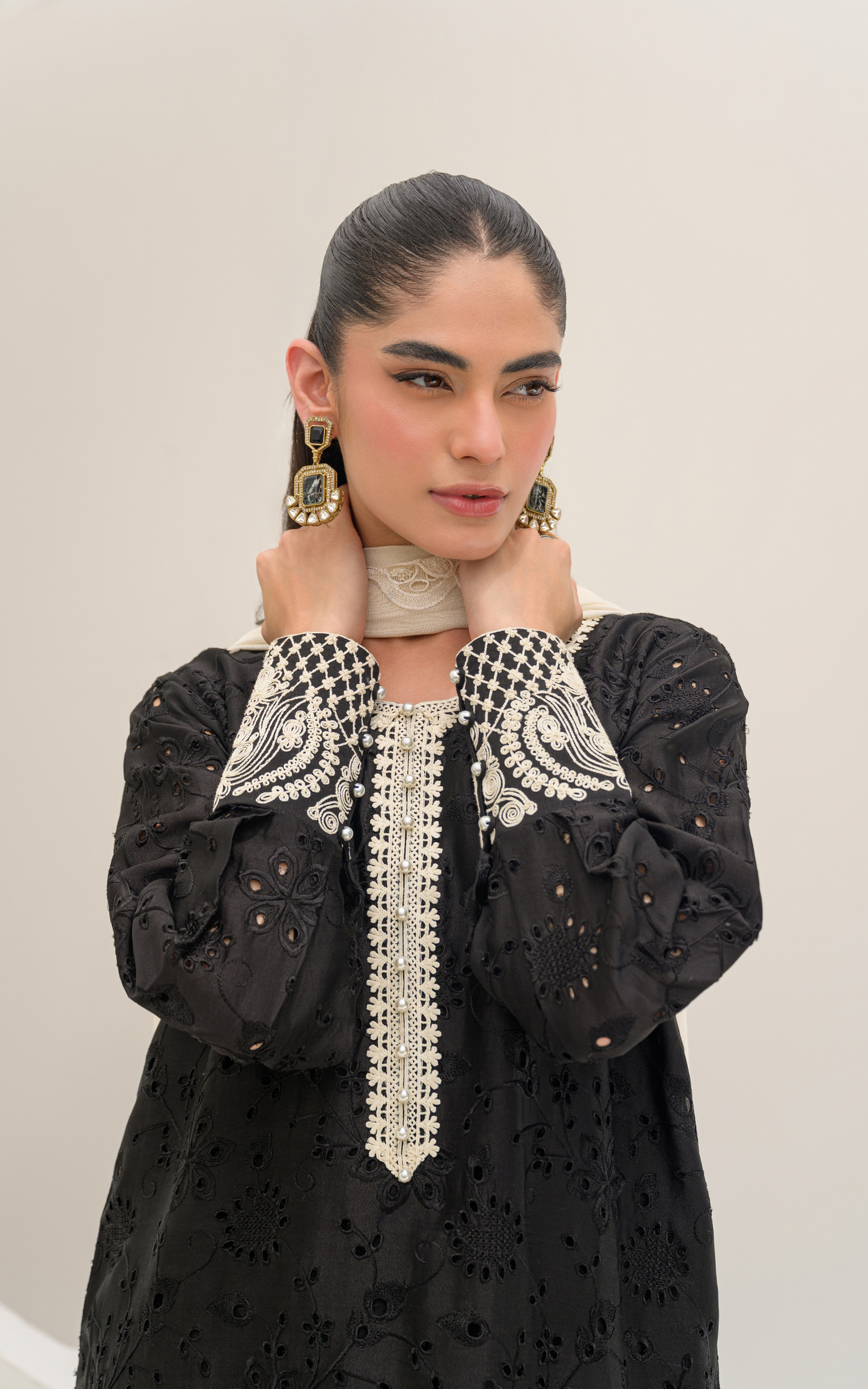 Sana Abbas | Ara Eid Luxe | Noir - Luxury Dress - available at Maria Faisal in UK and USA.