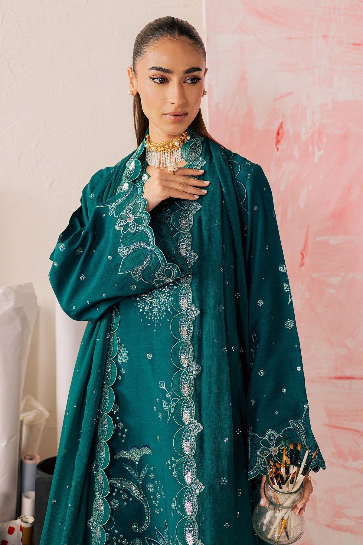 Nureh | Shades of Summer | NP-761 - Luxury Dress - available at Maria Faisal in UK and USA.