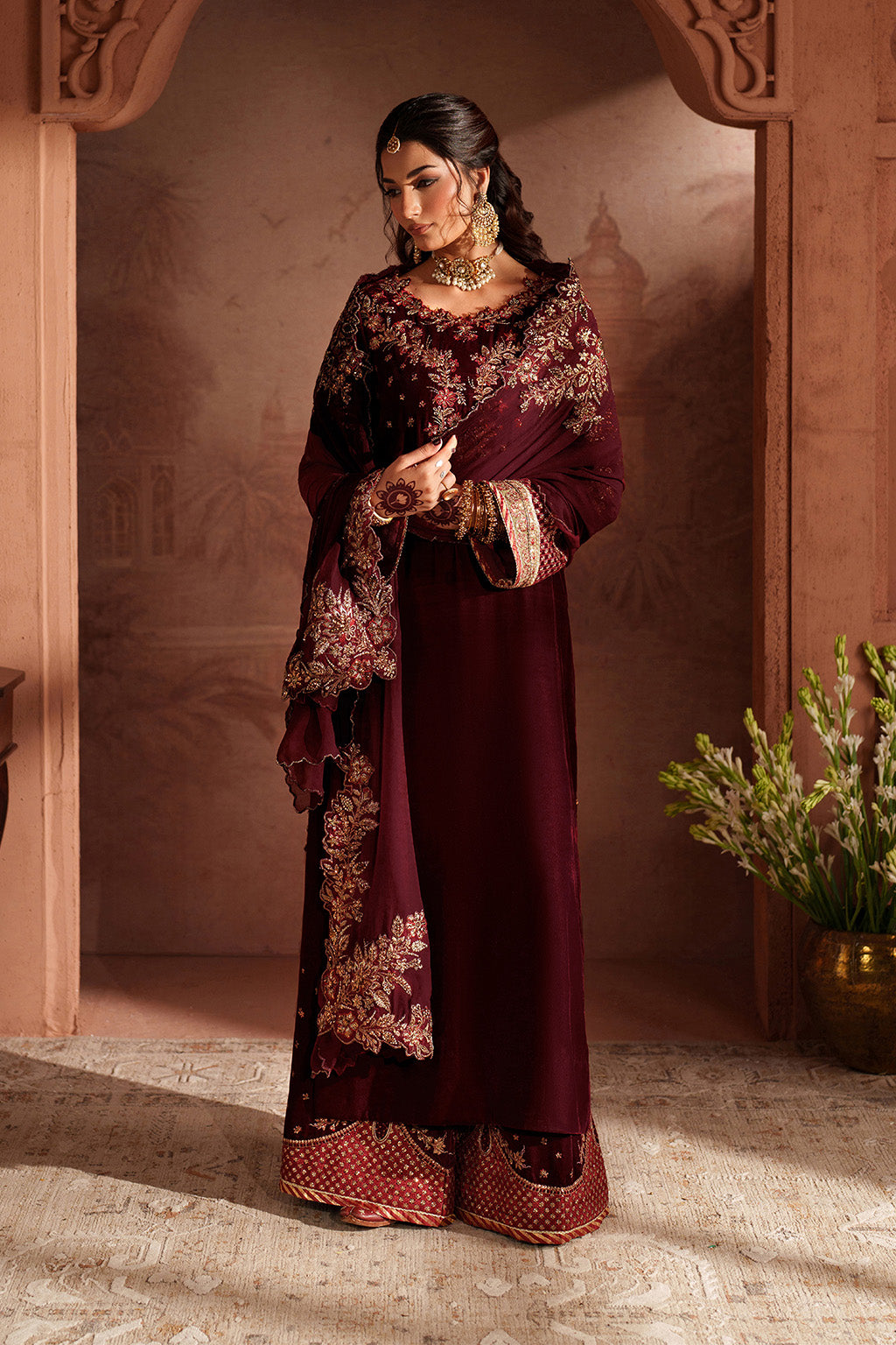 Iznik | Velvet 25 | IV-55 Embroidered Velvet - Formal Dress - available at Maria Faisal in UK and USA.