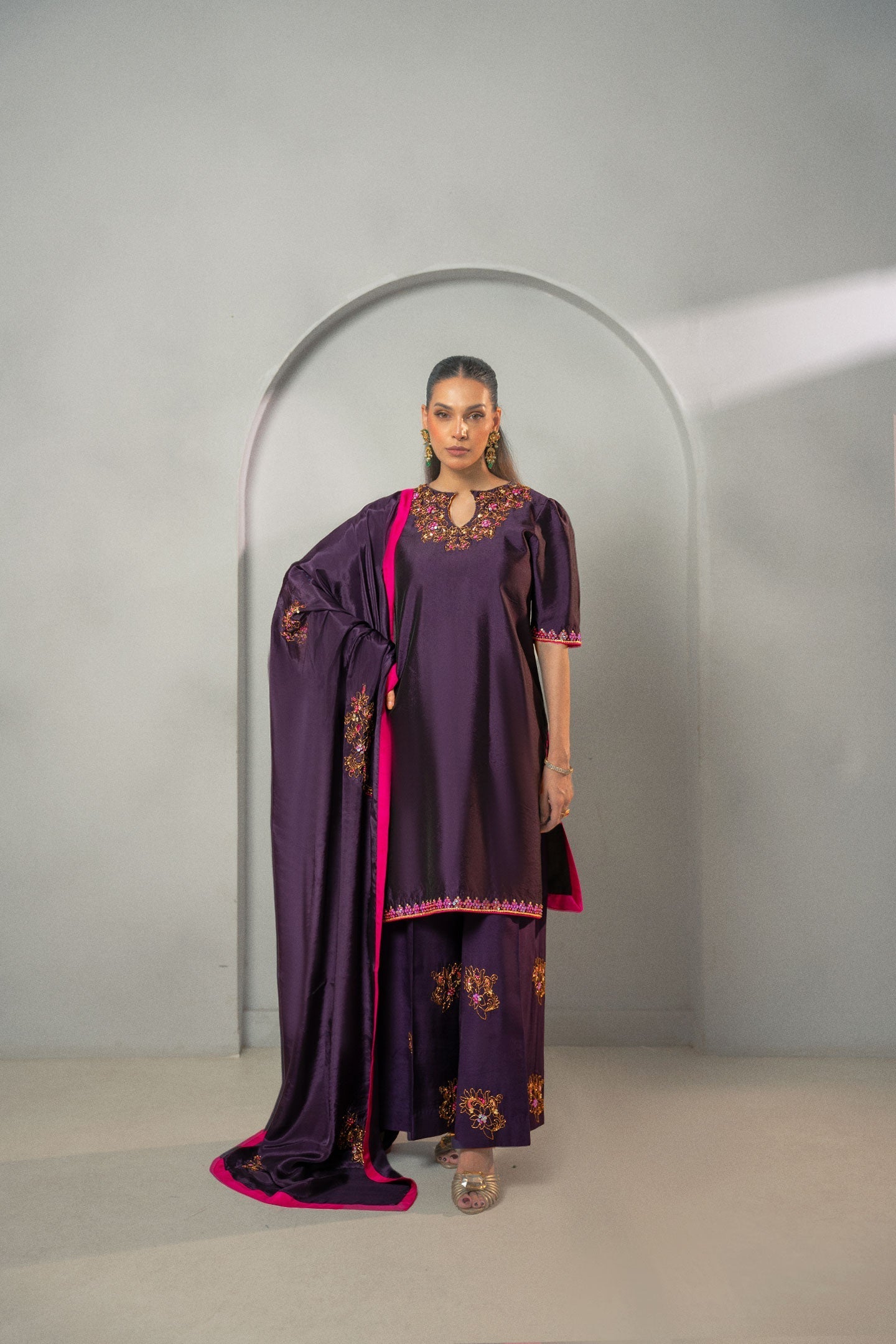 Fozia Khalid | Dilkash Festive Wear 25 | Zarqash - Formal Dress - available at Maria Faisal in UK and USA.