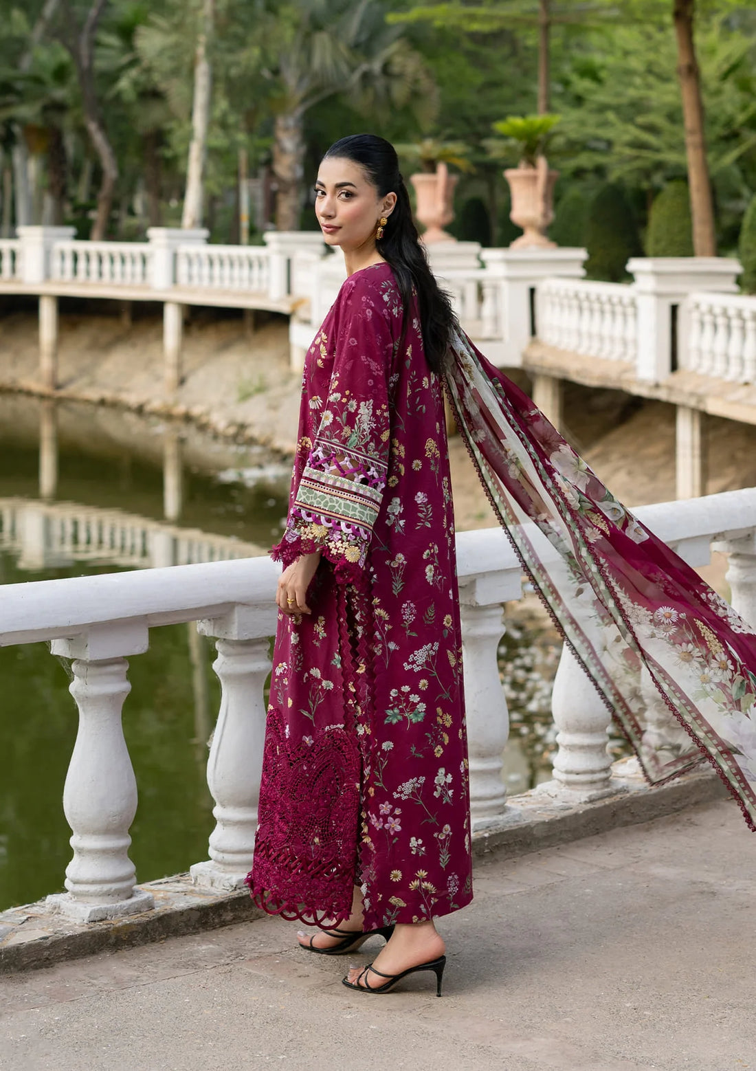 Elaf Premium | Signature Embroidered Lawn with Chiffon Collection 26 | ESG-2A NORA - Luxury Dress - available at Maria Faisal in UK and USA.