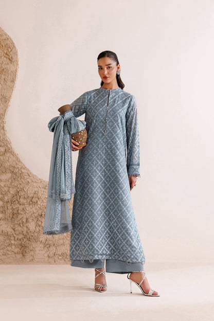 Farasha | Chiffon Threads 26 | PALE SLATE - Formal Dress - available at Maria Faisal in UK and USA.