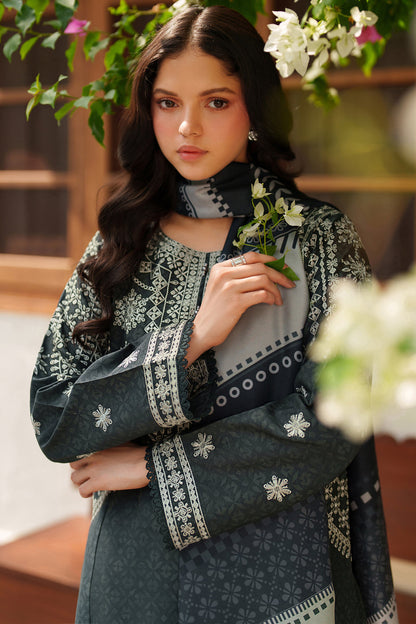 Farasha | Meline Premium Viscose 25 | Slate Gray - Luxury Dress - available at Maria Faisal in UK and USA.