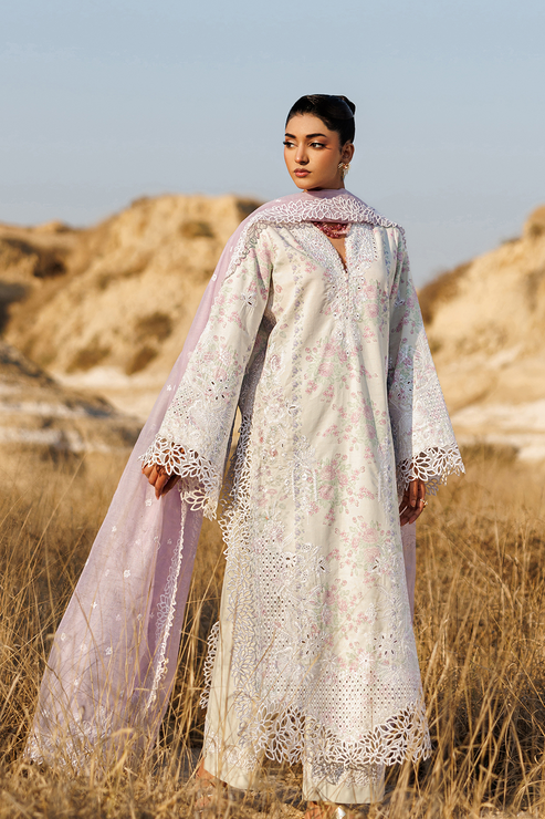 Emaan adeel | Sunlit Groove Luxury Lawn 26 | SUNNY SPLASH - Luxury Dress - available at Maria Faisal in UK and USA.