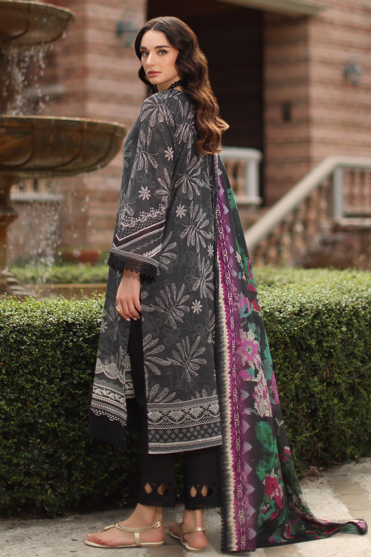 Nureh | Signature Prints 26 | SP-204 - Luxury Dress - available at Maria Faisal in UK and USA.