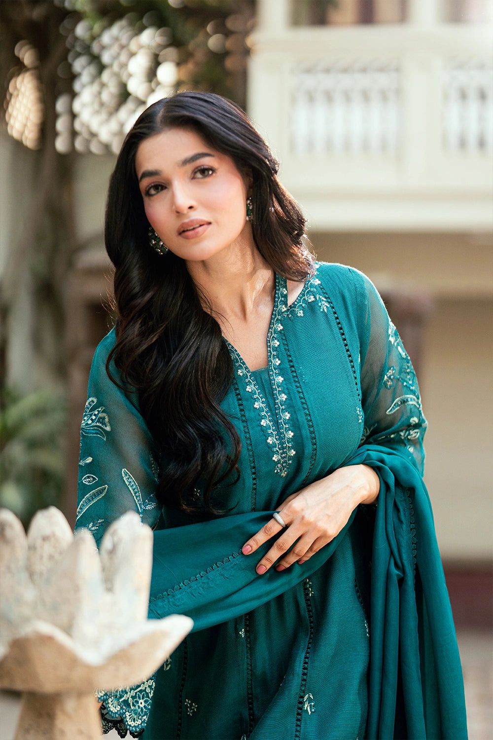 Azure | Vogue Formals | Emerald Empress - Formal Dress - available at Maria Faisal in UK and USA.